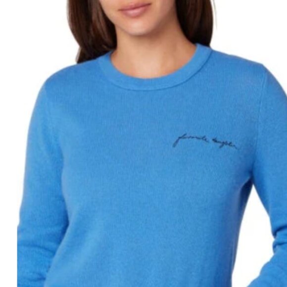 Favorite Daughter 100% Cashmere Blue Crew Neck Sweater Medium